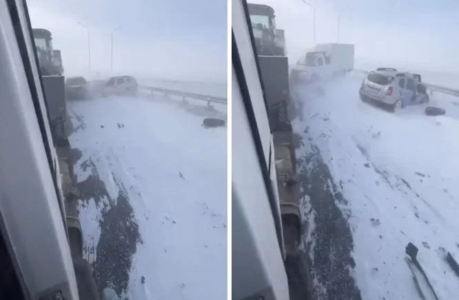 10 автомобилей столкнулись на трассе Актобе - Астрахань