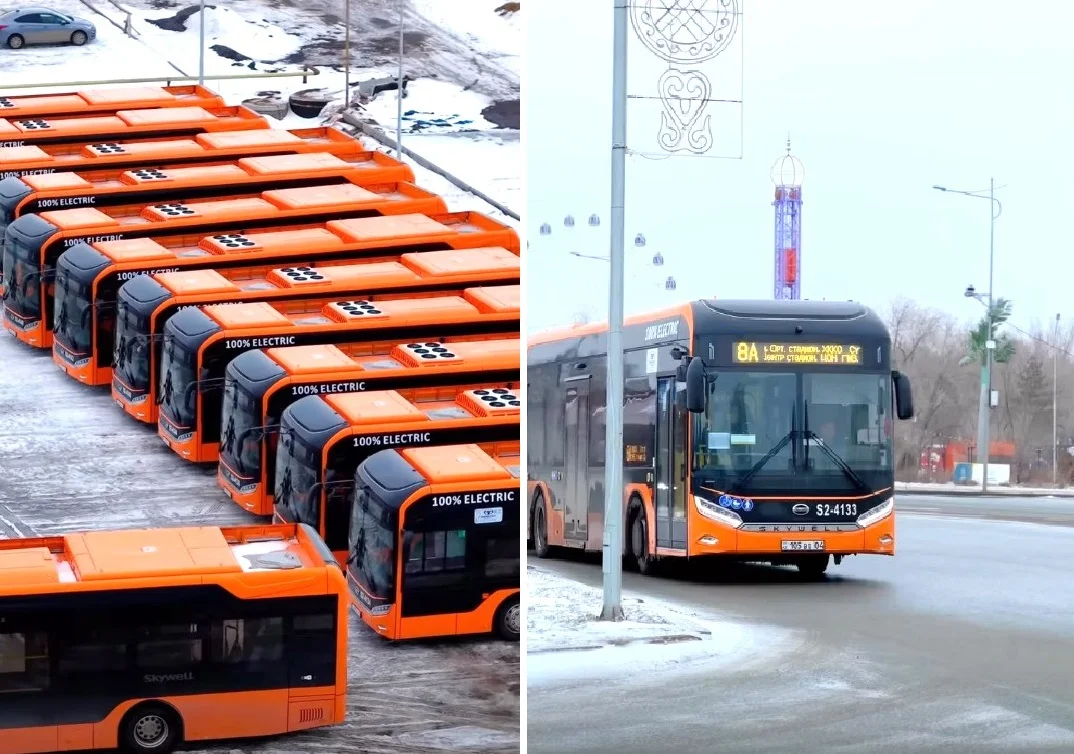 В Актобе впервые в истории пассажиров начали развозить электробусы